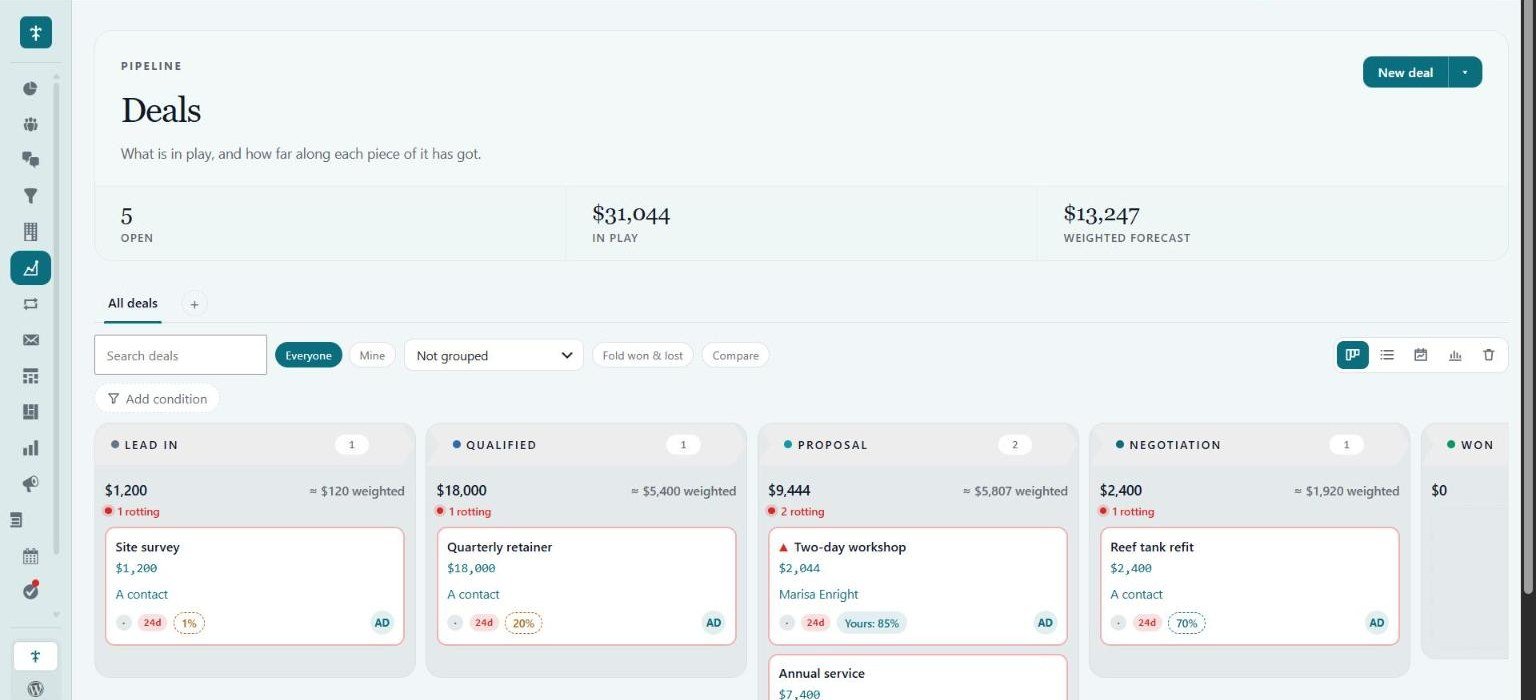 ReefCRM the deals board